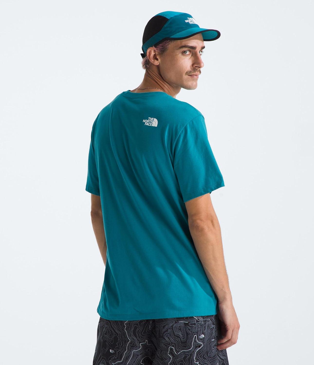 imageThe North FACE Mens Core Half Dome ShortSleeve Tee Regular Fit Cotton Shirt with Graphic Design ampamp Ribbed CollarDigital SteelTnf White