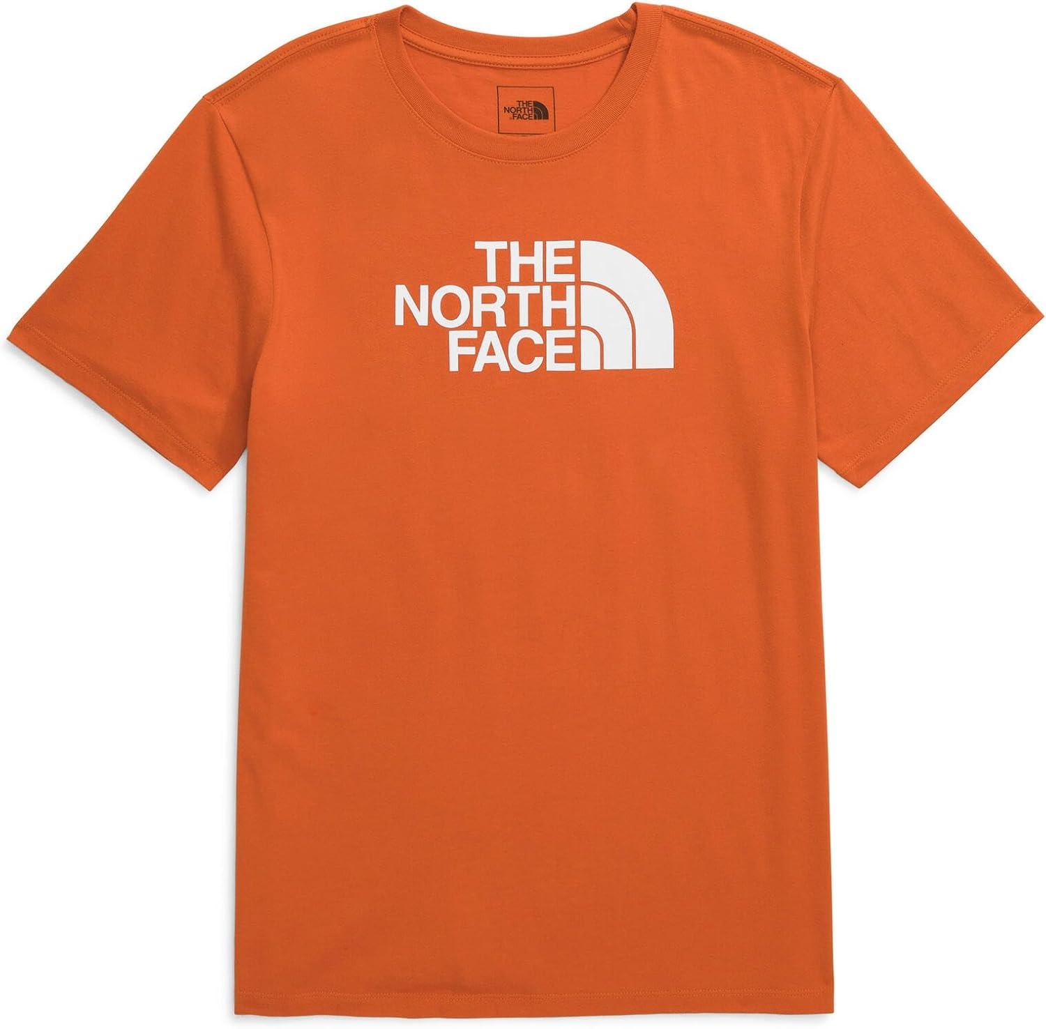 imageThe North FACE Mens Core Half Dome ShortSleeve Tee Regular Fit Cotton Shirt with Graphic Design ampamp Ribbed CollarIron BronzeTnf White