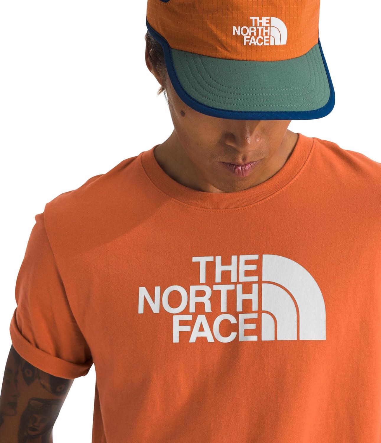 imageThe North FACE Mens Core Half Dome ShortSleeve Tee Regular Fit Cotton Shirt with Graphic Design ampamp Ribbed CollarIron BronzeTnf White