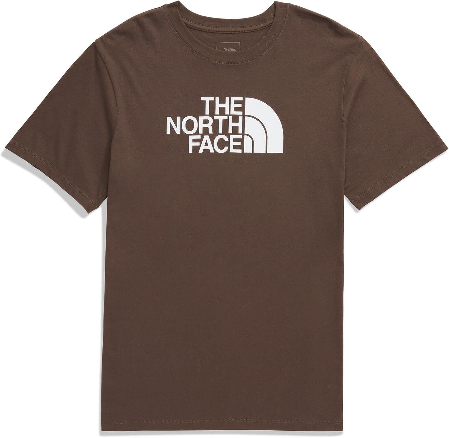 imageThe North FACE Mens Core Half Dome ShortSleeve Tee Regular Fit Cotton Shirt with Graphic Design ampamp Ribbed CollarSmokey BrownTnf White