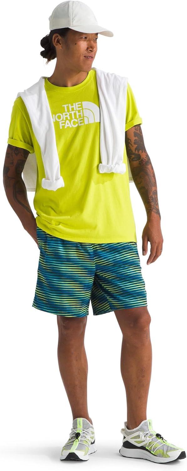 imageThe North FACE Mens Core Half Dome ShortSleeve Tee Regular Fit Cotton Shirt with Graphic Design ampamp Ribbed CollarSulphur Spring GreenTnf White