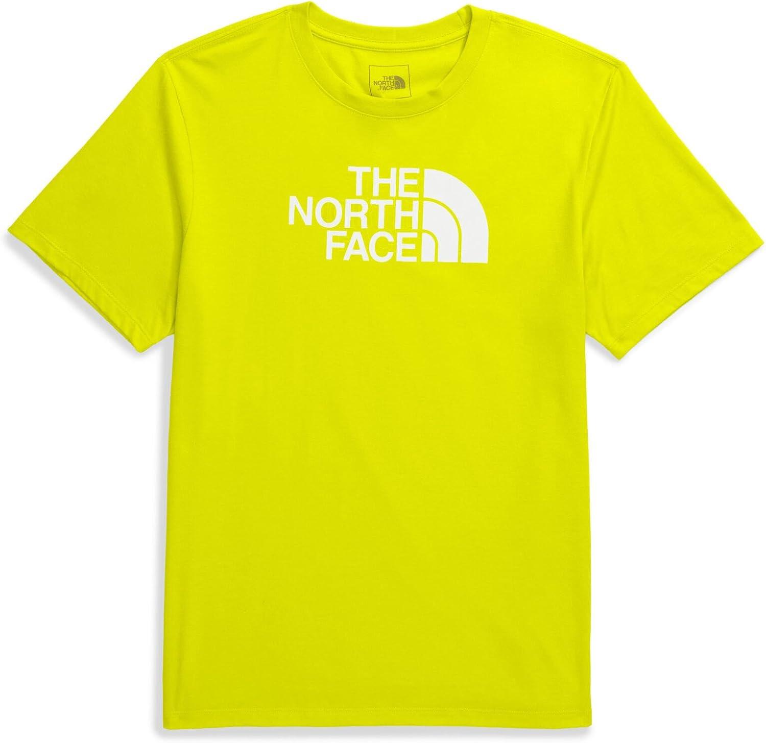 imageThe North FACE Mens Core Half Dome ShortSleeve Tee Regular Fit Cotton Shirt with Graphic Design ampamp Ribbed CollarSulphur Spring GreenTnf White