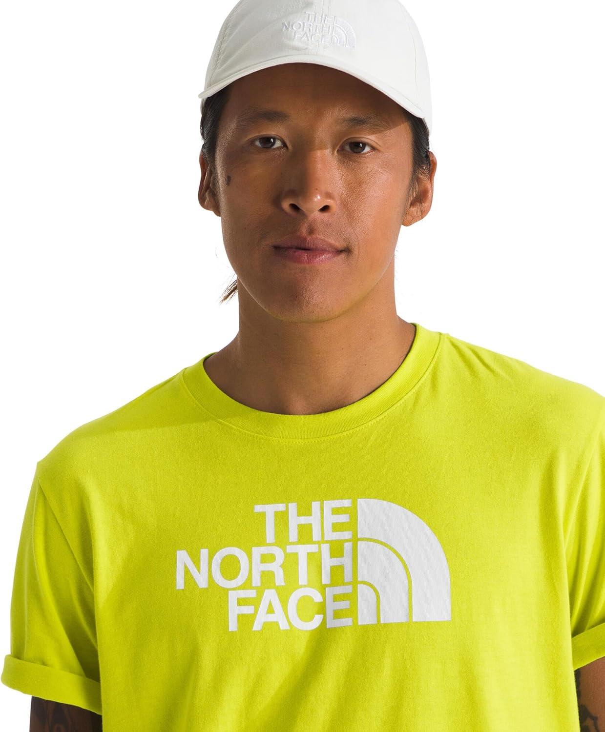 imageThe North FACE Mens Core Half Dome ShortSleeve Tee Regular Fit Cotton Shirt with Graphic Design ampamp Ribbed CollarSulphur Spring GreenTnf White