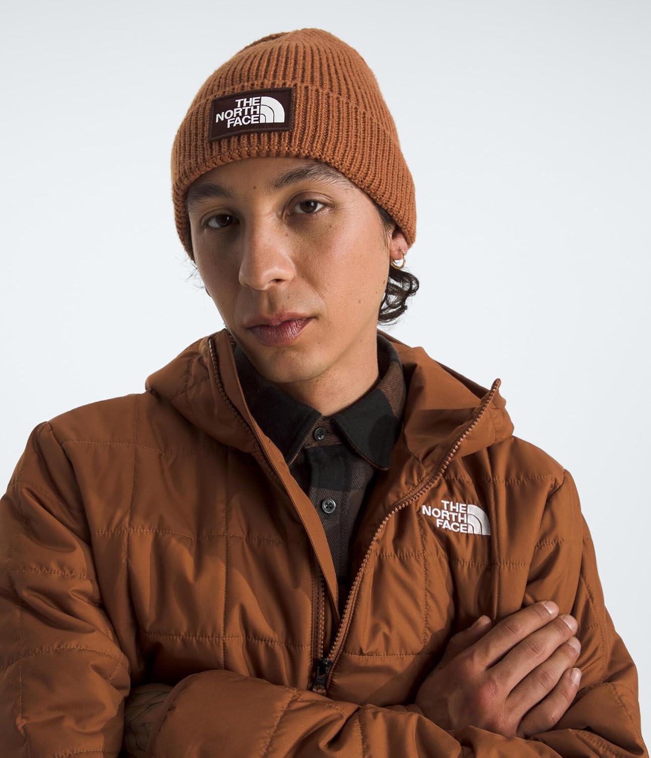 imageThe North FACE UnisexAdult TNF Logo Box Cuffed BeanieBurnt UmberDark Oak