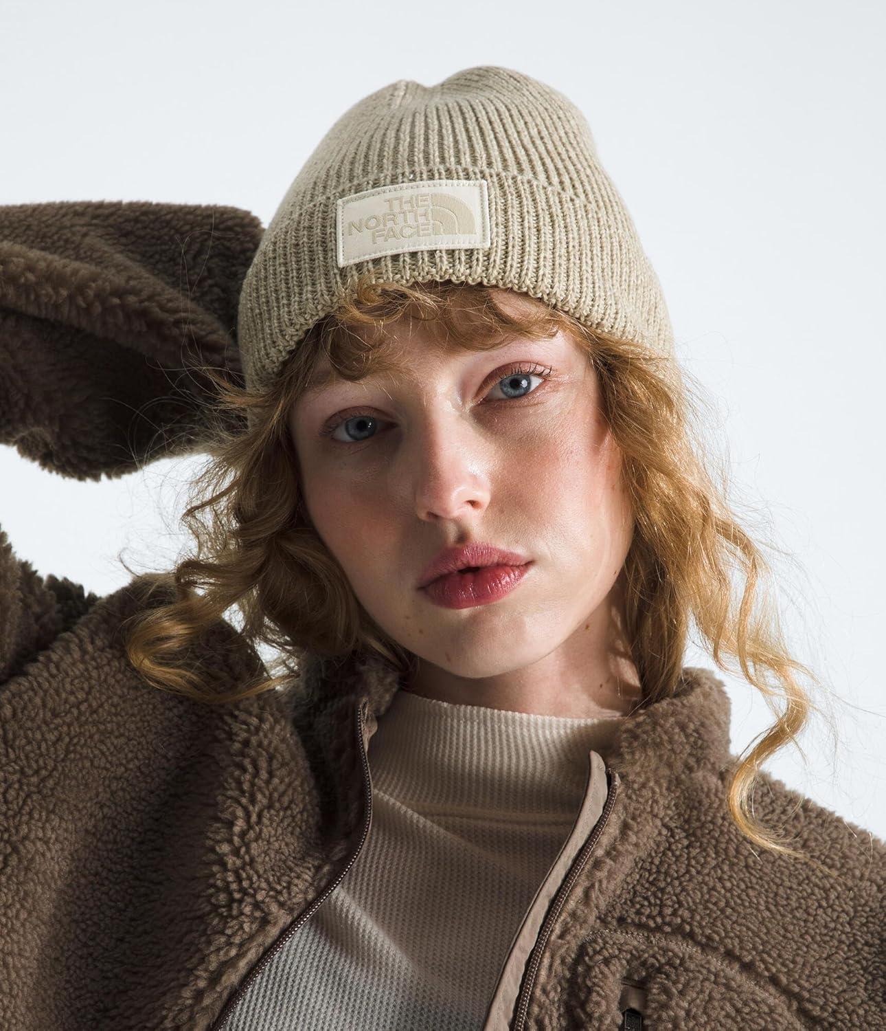 imageThe North FACE UnisexAdult TNF Logo Box Cuffed BeanieGravel HeatherWhite Dune