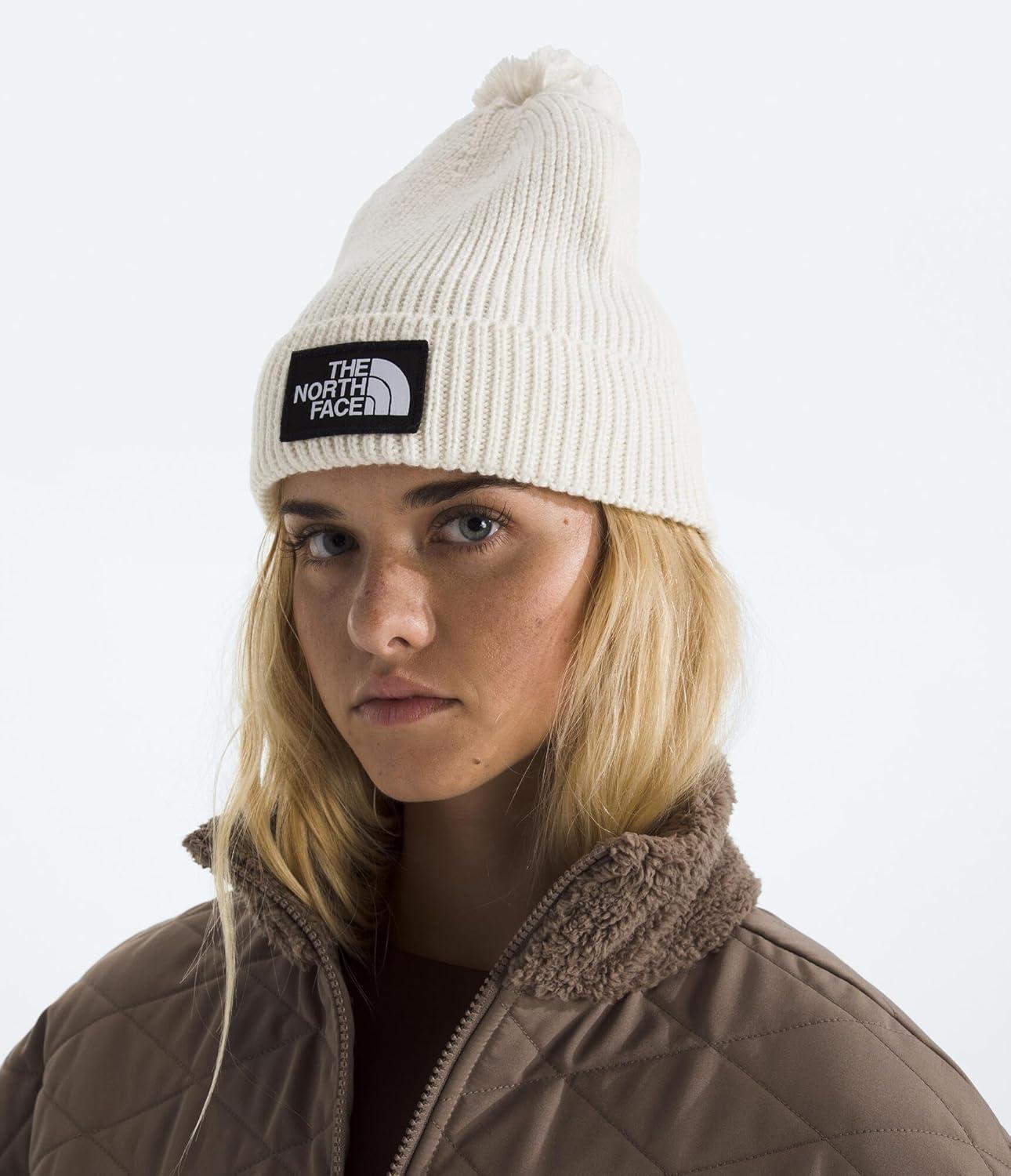 imageThe North FACE UnisexAdult TNF Logo Box Pom BeanieWhite Dune
