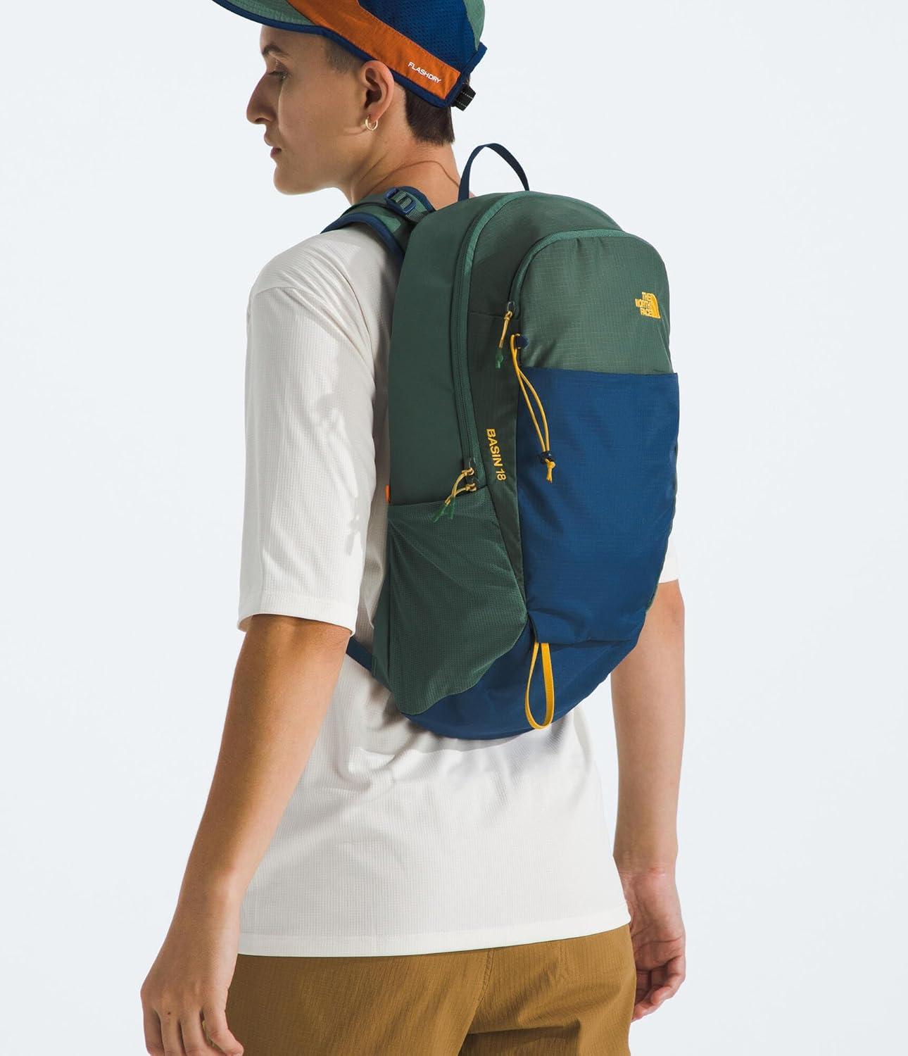 imageThe North Face Basin 18 Liter Technical Daypack with Rain Cover Unisex Backpack Sternum Strap Hiking Pole Attachment Stash Pocket Duck GreenShady Blue One SizeDuck GreenShady Blue