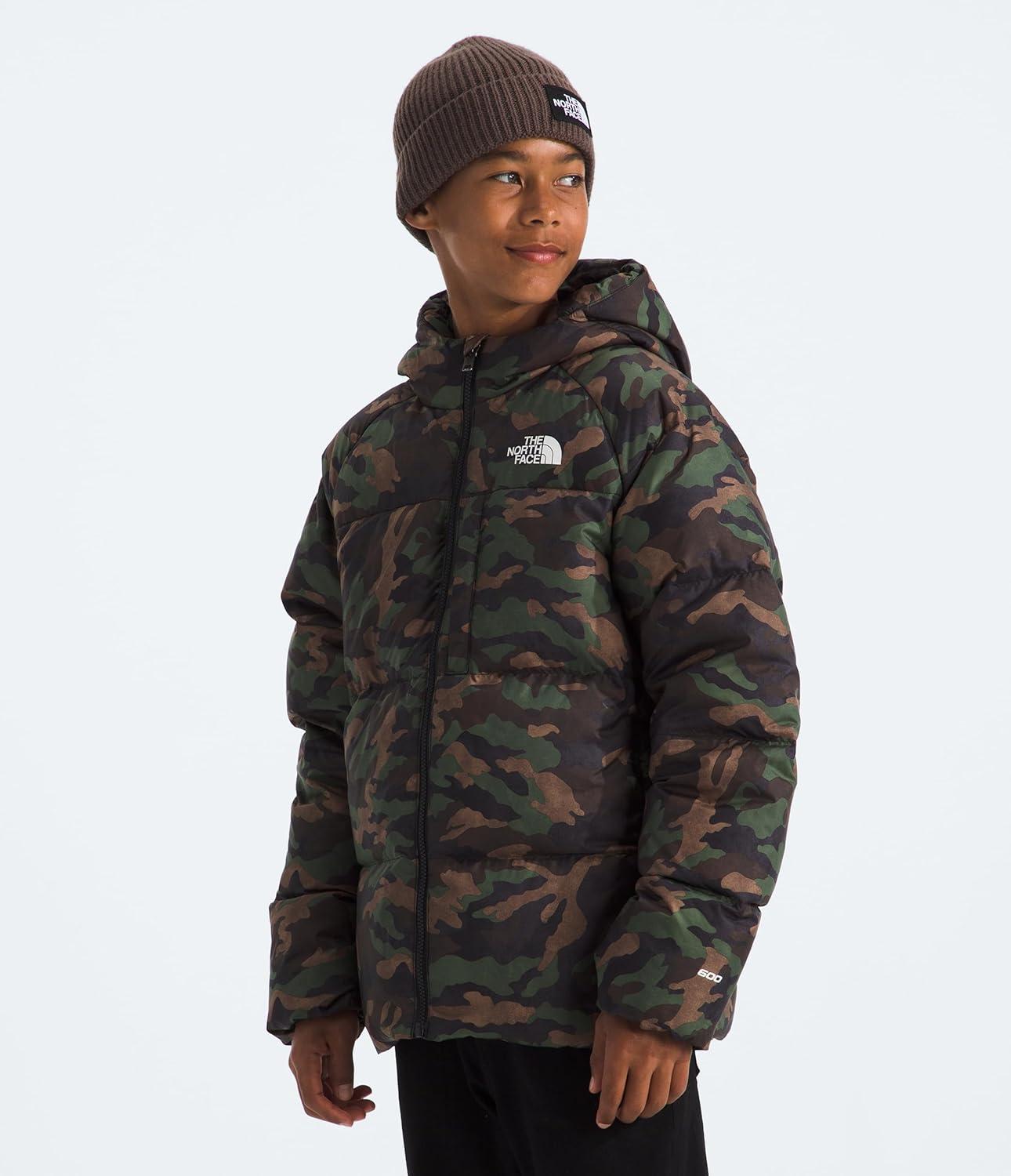 imageThe North Face Boys Reversible North Down Hooded Jacket Little KidsBig KidsTnf Black Tnf Camo Small Print