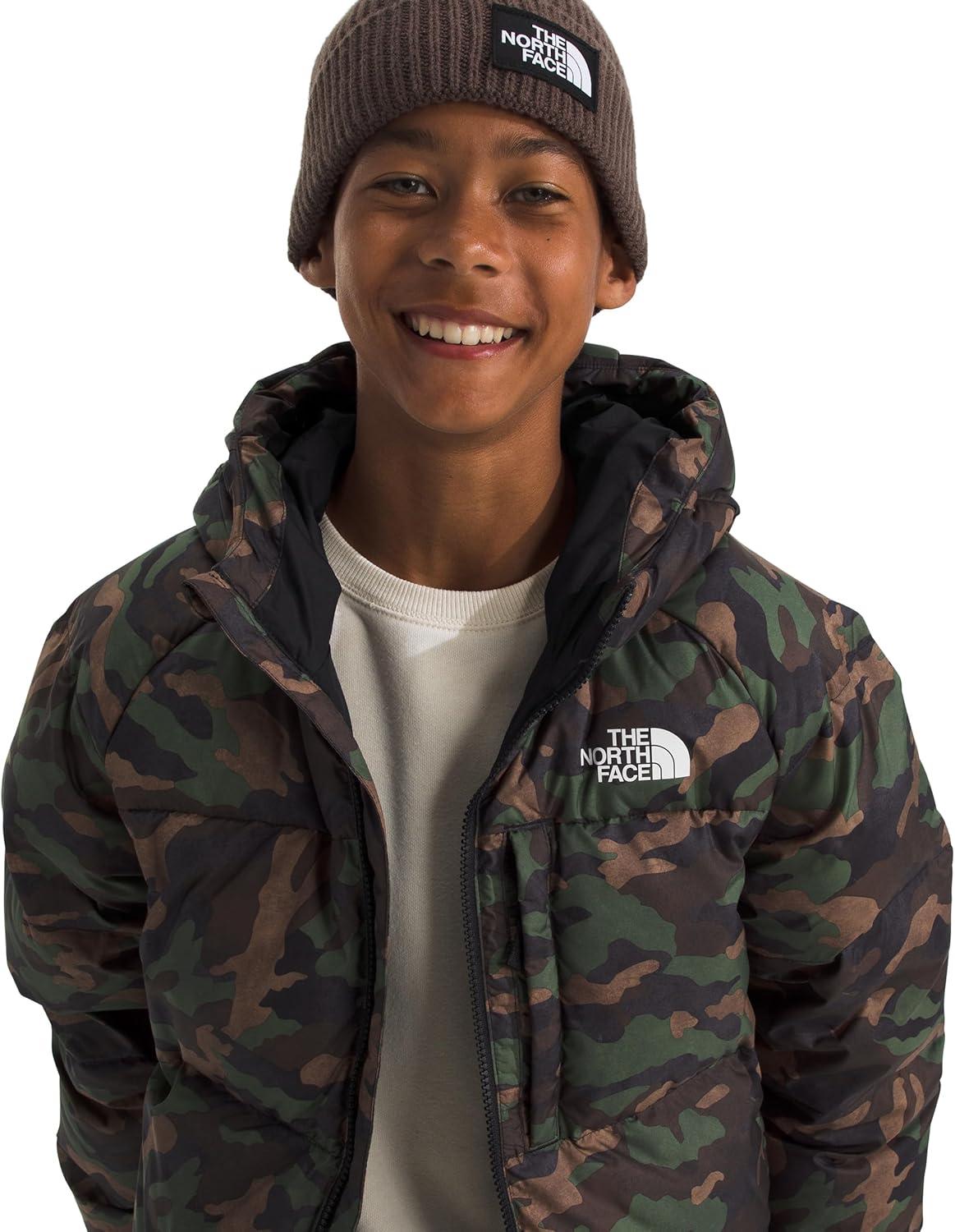 imageThe North Face Boys Reversible North Down Hooded Jacket Little KidsBig KidsTnf Black Tnf Camo Small Print