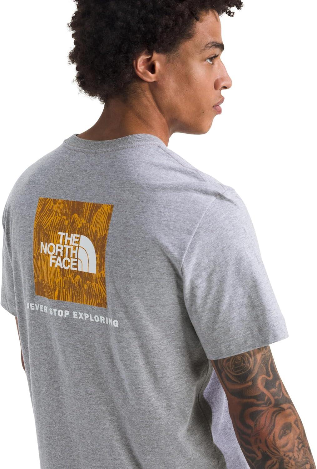 imageThe North Face Mens Evolution Regenerative Ink Box NSE ShortSleeve TeeTnf Pale Grey HeatherSummit Gold Regenerative Ink Print