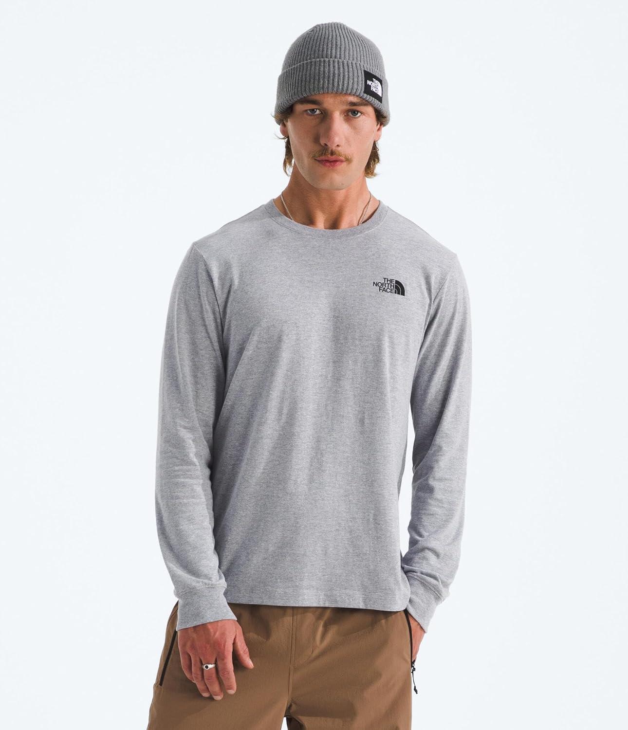 imageThe North Face Mens Evolution Sketch Logo LongSleeve Tee Cotton Shirt with a Logo GraphicTnf Pale Grey Heather
