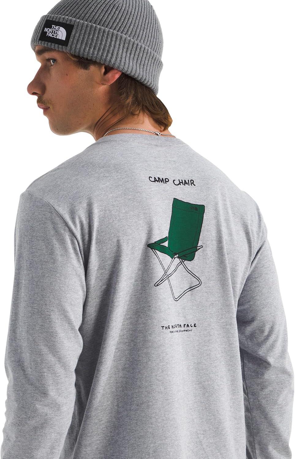 imageThe North Face Mens Evolution Sketch Logo LongSleeve Tee Cotton Shirt with a Logo GraphicTnf Pale Grey Heather