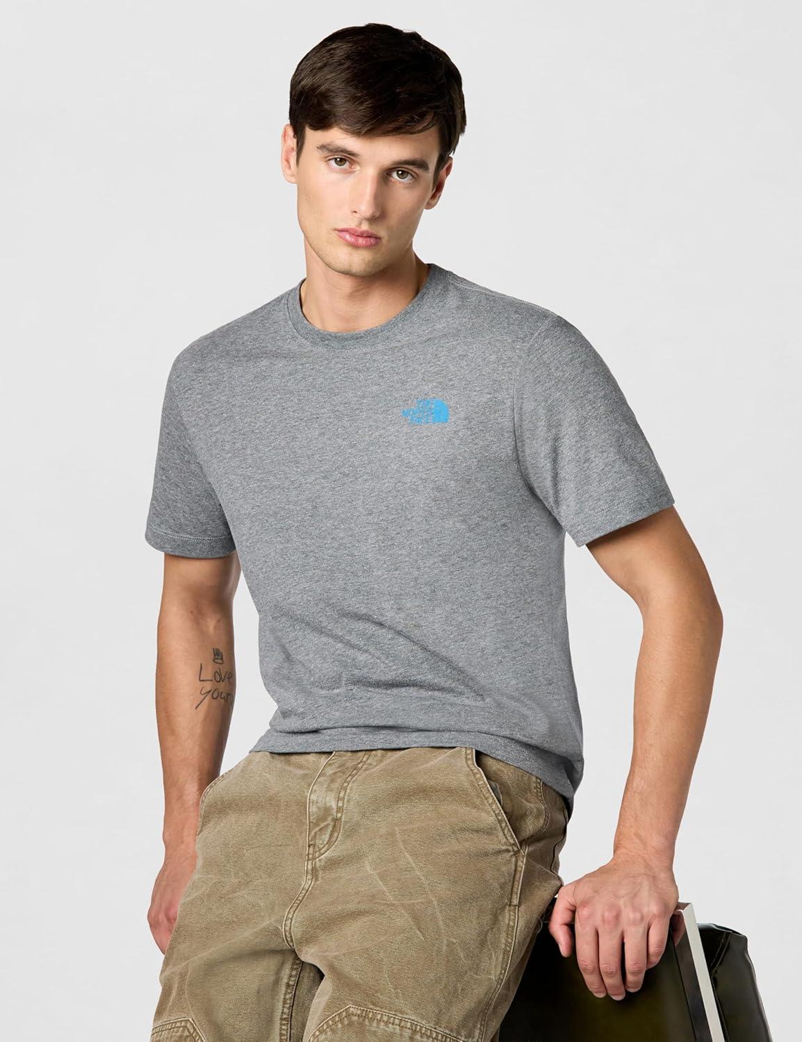 imageThe North Face Mens Evolution Sky Cloud ShortSleeve Tee Cotton Shirt with a Graphic Design Setin Sleeves Ribbed CollarTnf Mid Grey Heather