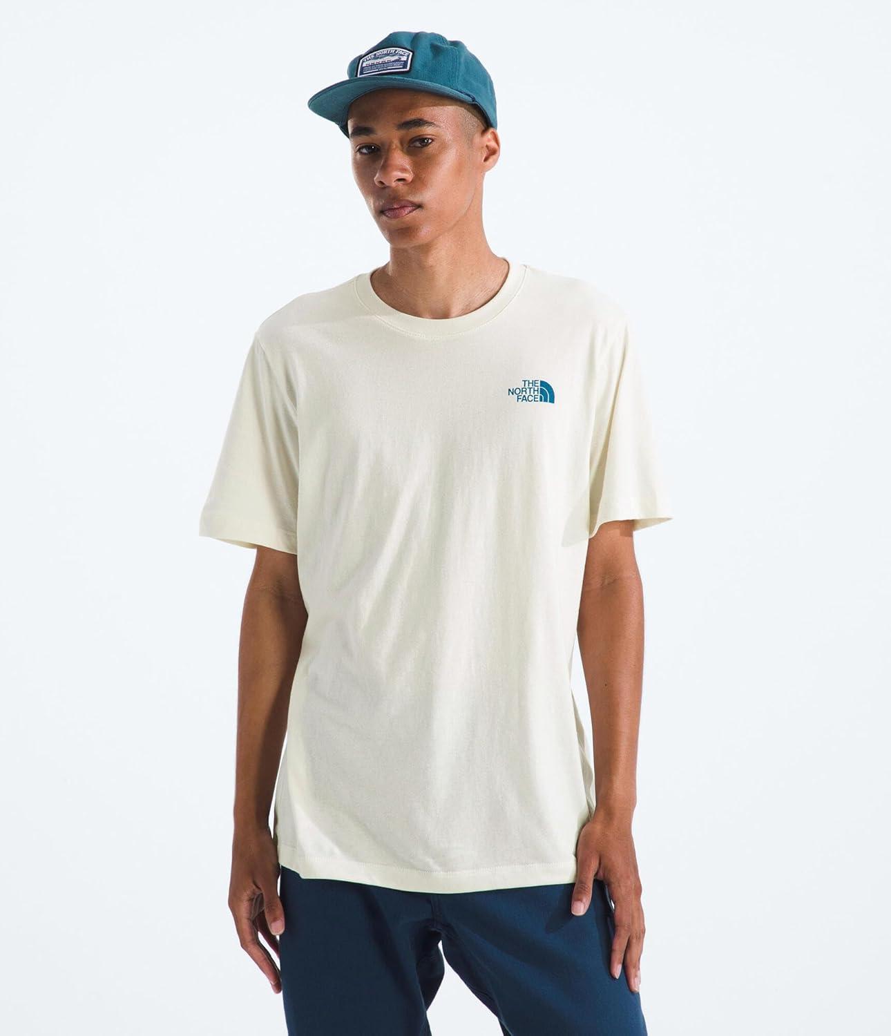 imageThe North Face Mens Evolution Sky Cloud ShortSleeve Tee Cotton Shirt with a Graphic Design Setin Sleeves Ribbed CollarWhite Dune