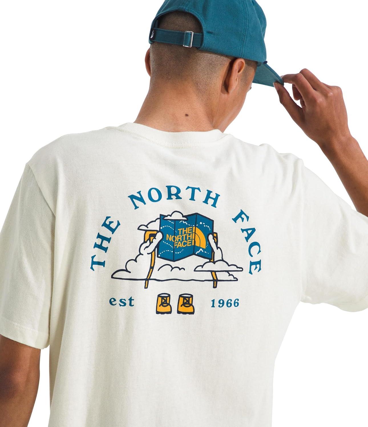 imageThe North Face Mens Evolution Sky Cloud ShortSleeve Tee Cotton Shirt with a Graphic Design Setin Sleeves Ribbed CollarWhite Dune