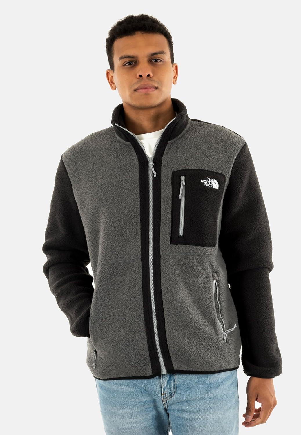 imageThe North Face Mens Yumiori Full Zip Jacket Lightweight Fleece Coat with Embroidered Logo Secure Zip PocketsAnthracite GreyTnf BlackMonument Grey
