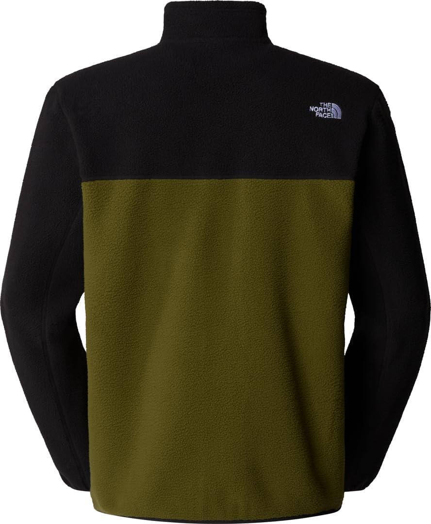 imageThe North Face Mens Yumiori Full Zip Jacket Lightweight Fleece Coat with Embroidered Logo Secure Zip PocketsForest OliveTnf Black