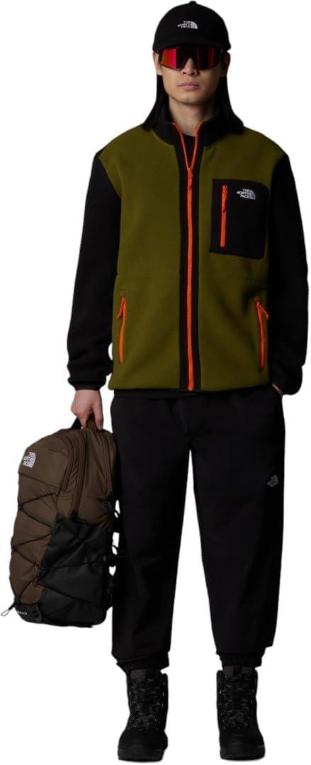imageThe North Face Mens Yumiori Full Zip Jacket Lightweight Fleece Coat with Embroidered Logo Secure Zip PocketsForest OliveTnf Black