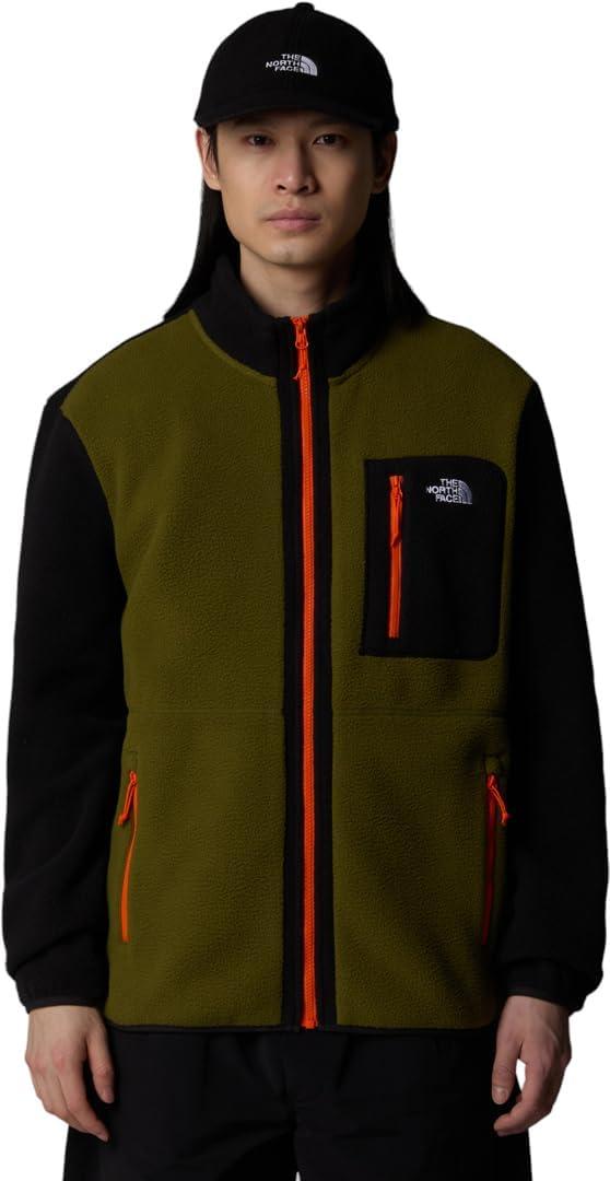 imageThe North Face Mens Yumiori Full Zip Jacket Lightweight Fleece Coat with Embroidered Logo Secure Zip PocketsForest OliveTnf Black