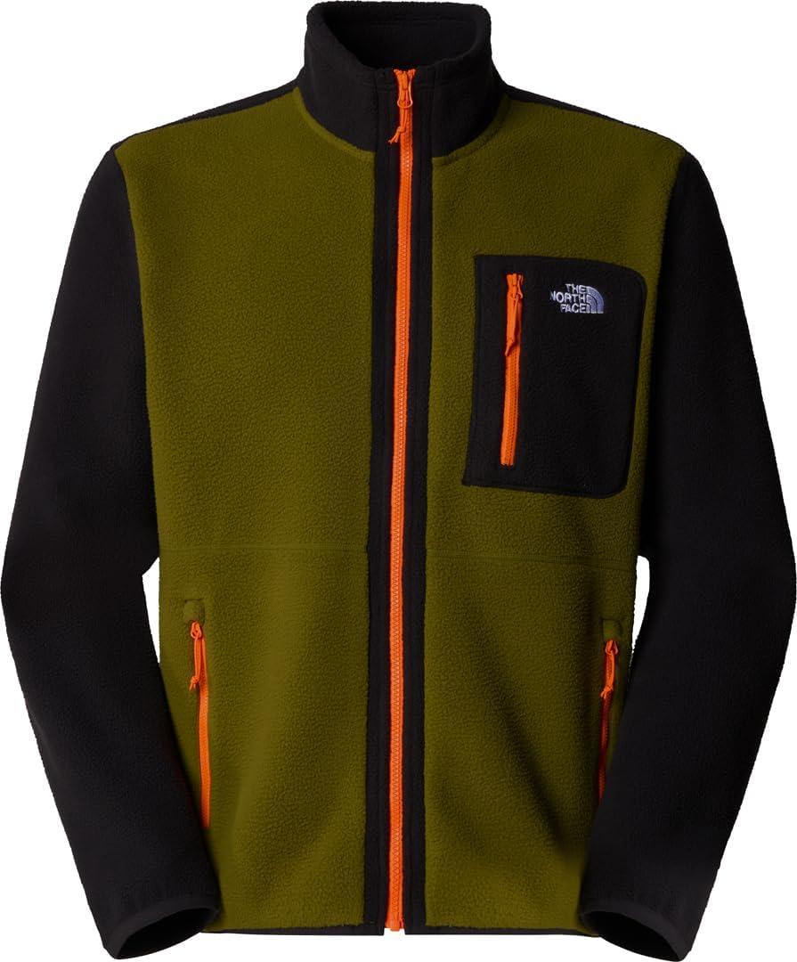 imageThe North Face Mens Yumiori Full Zip Jacket Lightweight Fleece Coat with Embroidered Logo Secure Zip PocketsForest OliveTnf Black