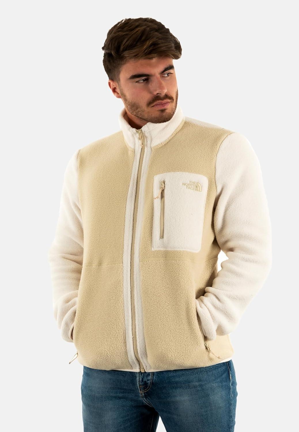 imageThe North Face Mens Yumiori Full Zip Jacket Lightweight Fleece Coat with Embroidered Logo Secure Zip PocketsGravelwhite Dunegrape