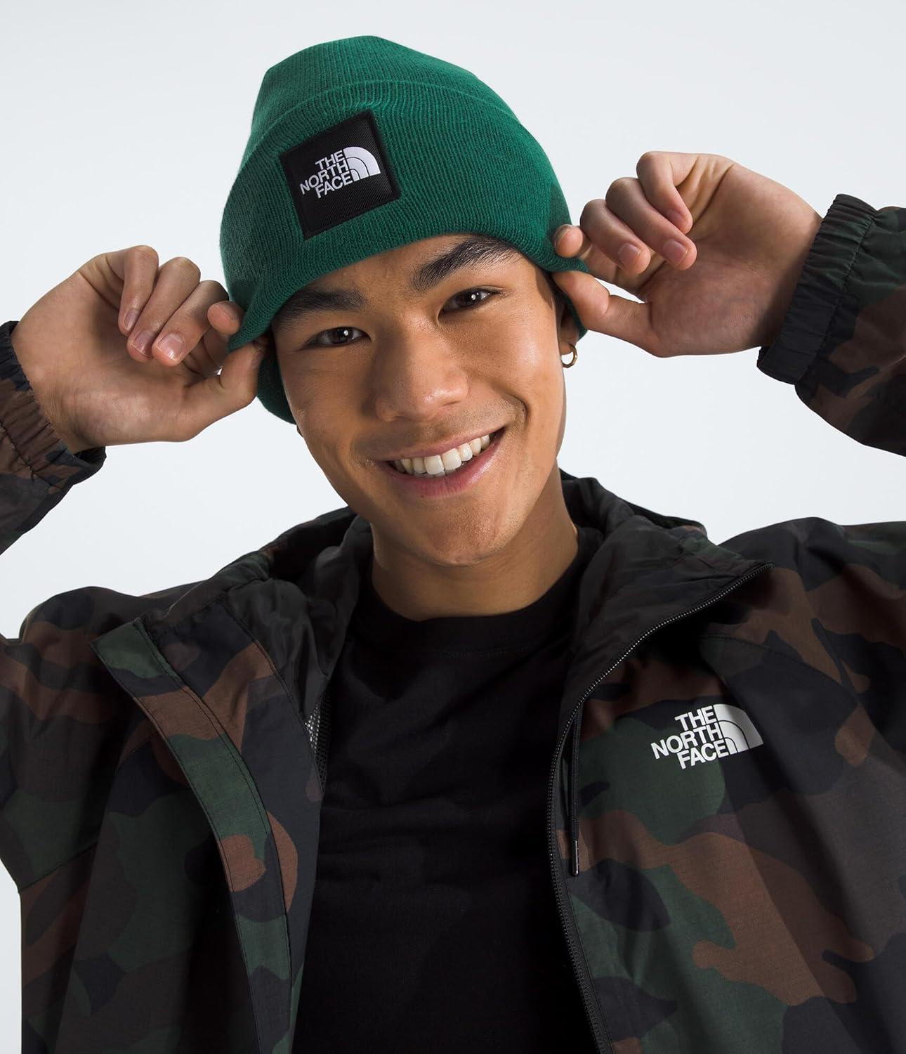 imageThe North Face UnisexAdult Big Box Beanie Oversize Box Logo Patch Deep Fit Cuffed Design Sustainable FabricEvergreen