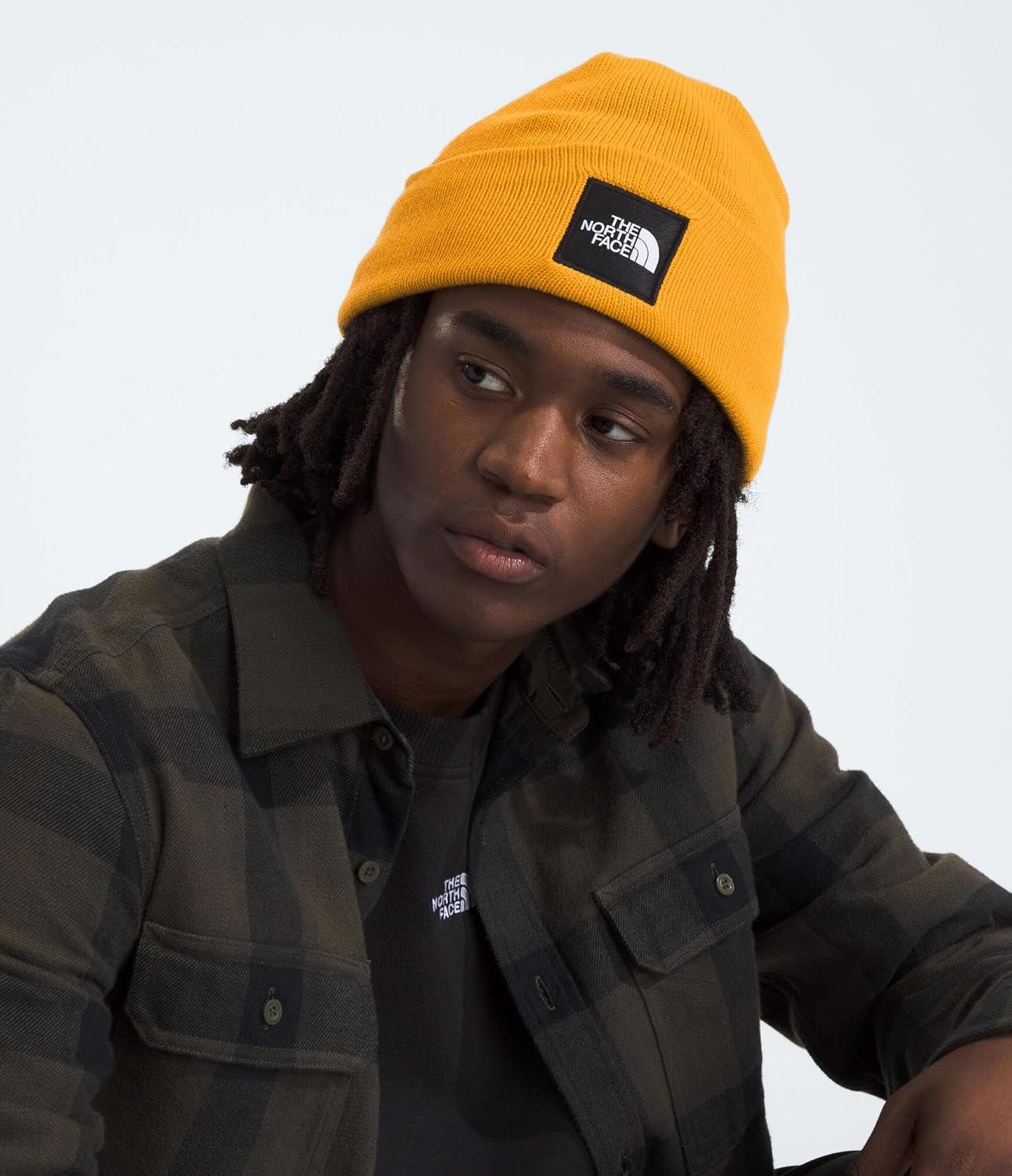imageThe North Face UnisexAdult Big Box Beanie Oversize Box Logo Patch Deep Fit Cuffed Design Sustainable FabricSummit Gold