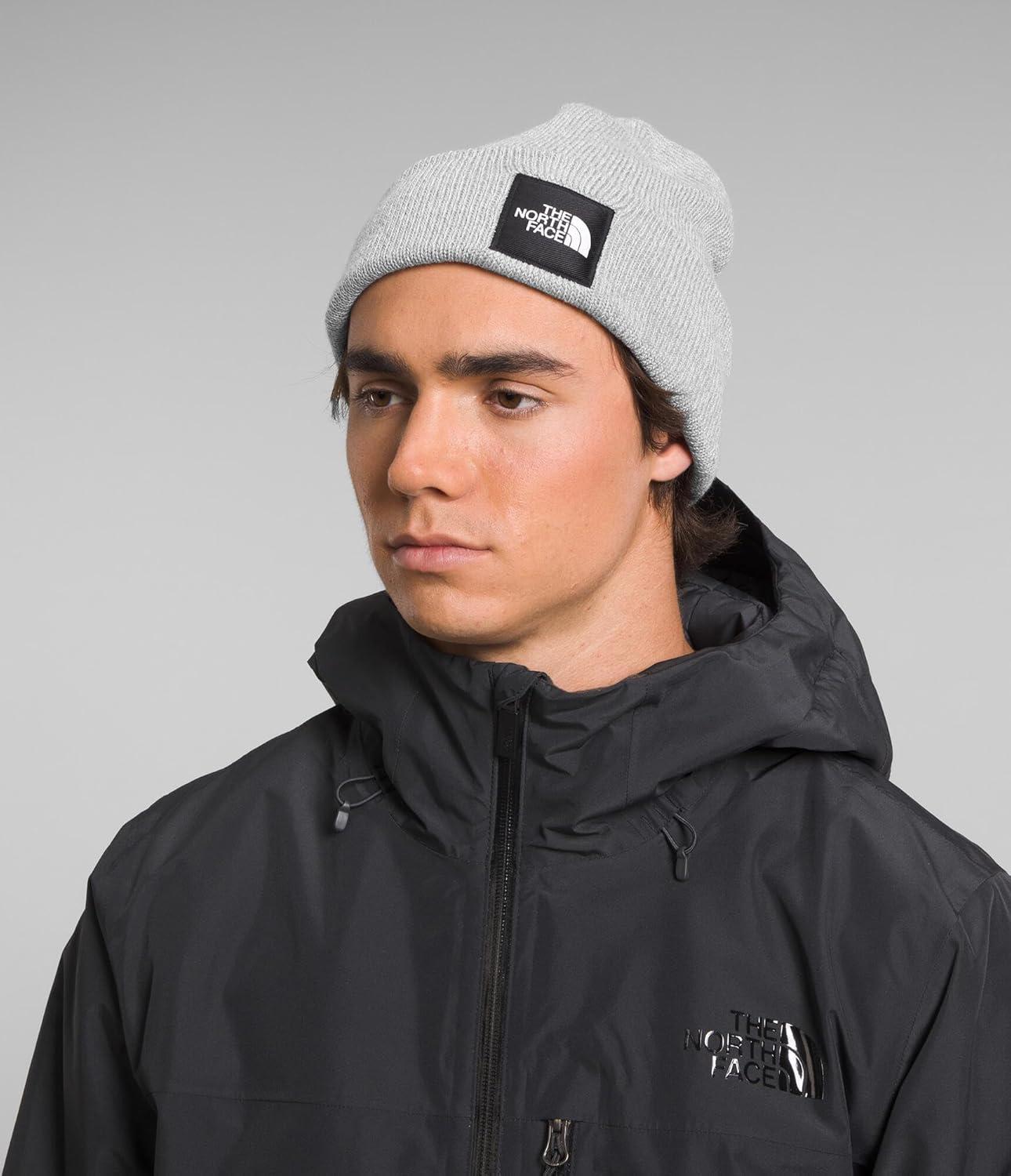 imageThe North Face UnisexAdult Big Box Beanie Oversize Box Logo Patch Deep Fit Cuffed Design Sustainable FabricTnf Light Grey Heather