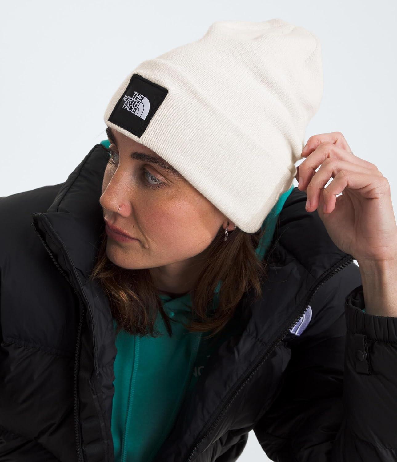 imageThe North Face UnisexAdult Big Box Beanie Oversize Box Logo Patch Deep Fit Cuffed Design Sustainable FabricWhite Dune