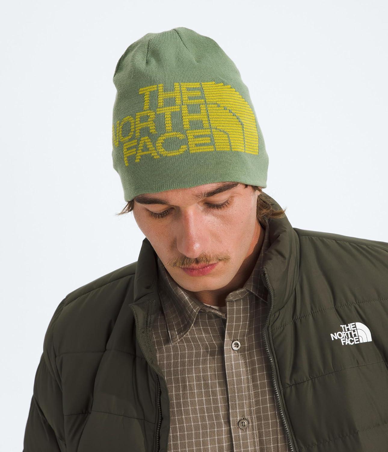imageThe North Face UnisexAdult Reversible Highline Beanie Classic Fit Double Sided Winter Hat for Men ampamp Women Oversized LogoBark MistDijon Yellow