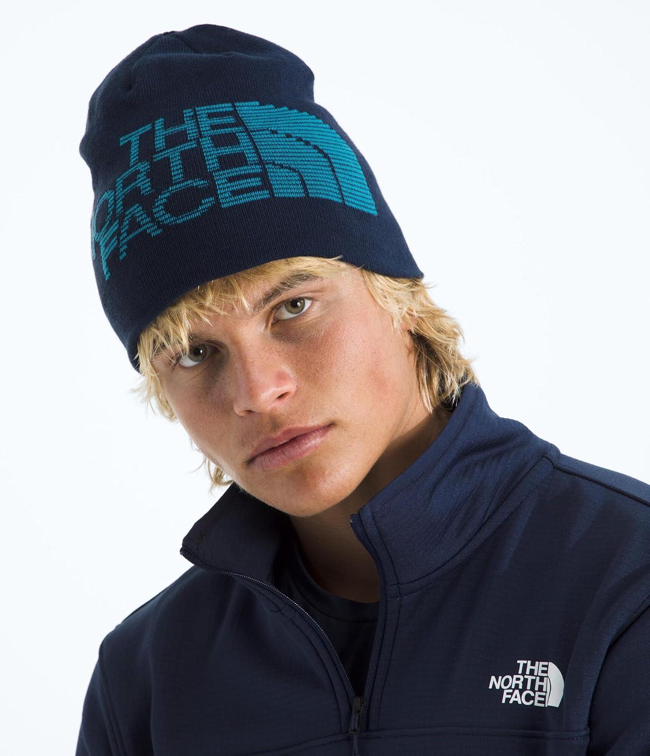 imageThe North Face UnisexAdult Reversible Highline Beanie Classic Fit Double Sided Winter Hat for Men ampamp Women Oversized LogoSummit NavyDusk Blue