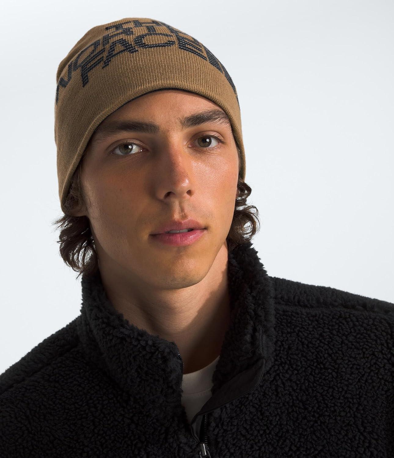 imageThe North Face UnisexAdult Reversible Highline Beanie Classic Fit Double Sided Winter Hat for Men ampamp Women Oversized LogoUtility BrownTnf Black