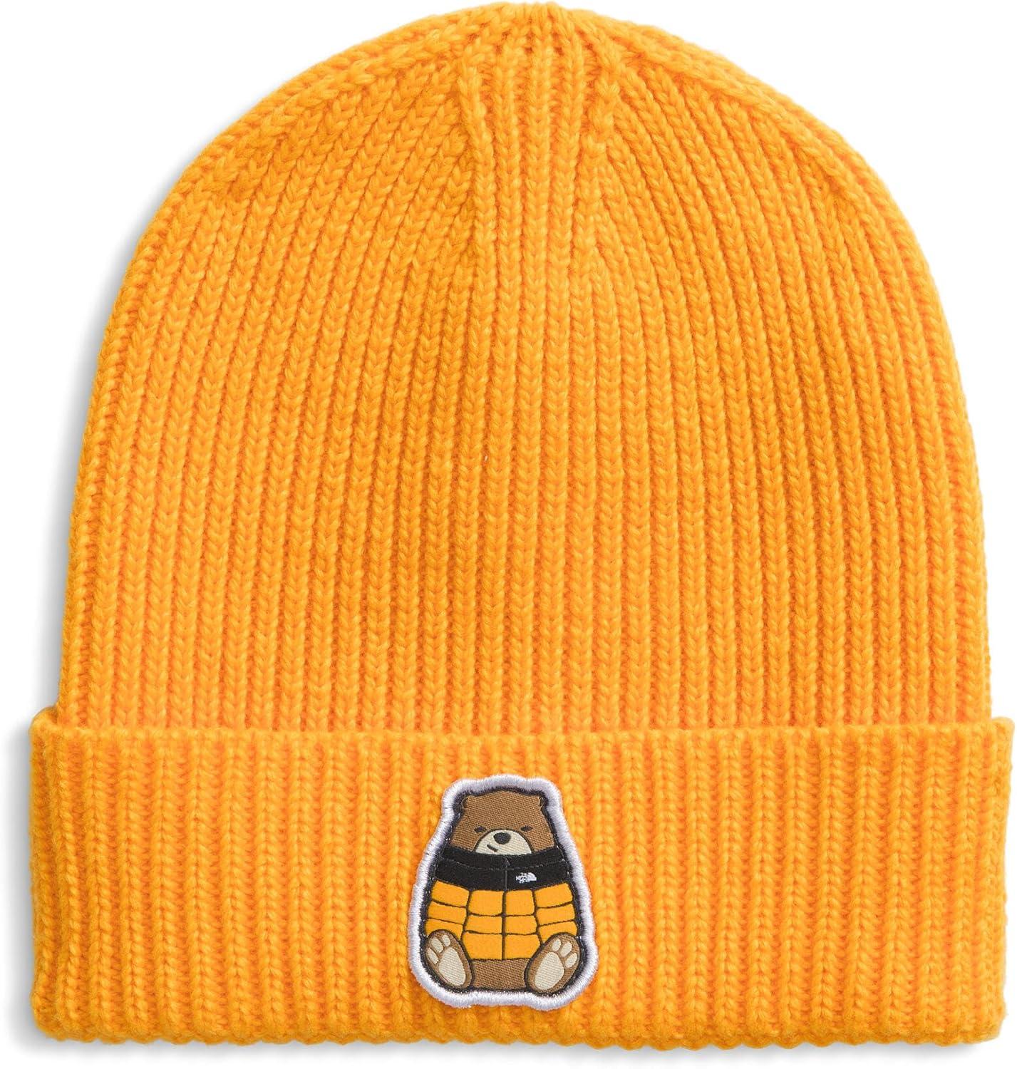 imageThe North Face UnisexBaby TNF Logo Box Cuffed BeanieSummit GoldNuptse Bear Patch