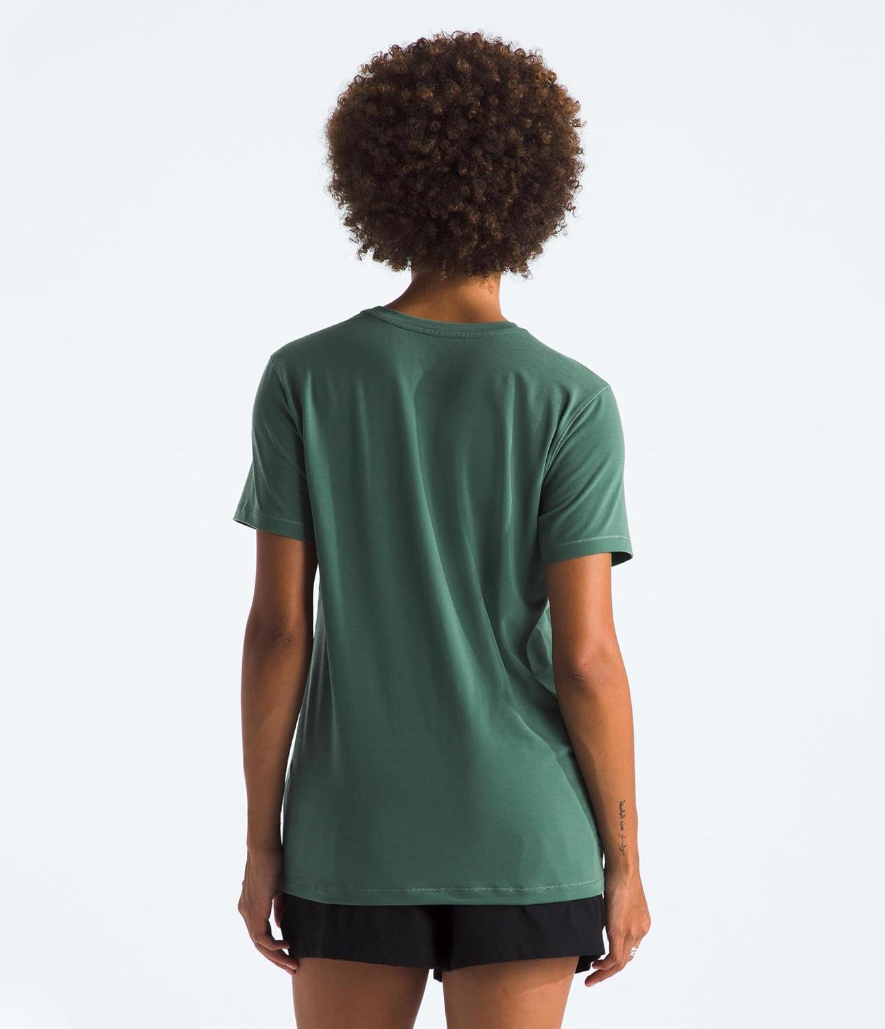 imageThe North Face Womens Adventure Tee ShortSleeve Crewneck with Moisture Wicking Fabric Setin SleevesDuck Green