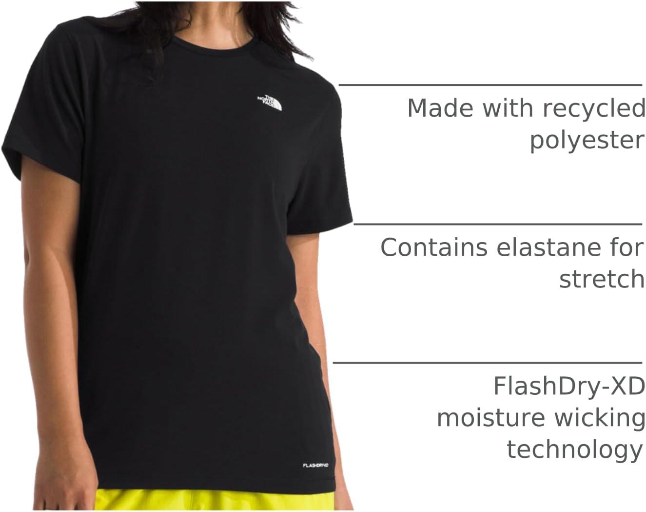 imageThe North Face Womens Adventure Tee ShortSleeve Crewneck with Moisture Wicking Fabric Setin SleevesTnf Black