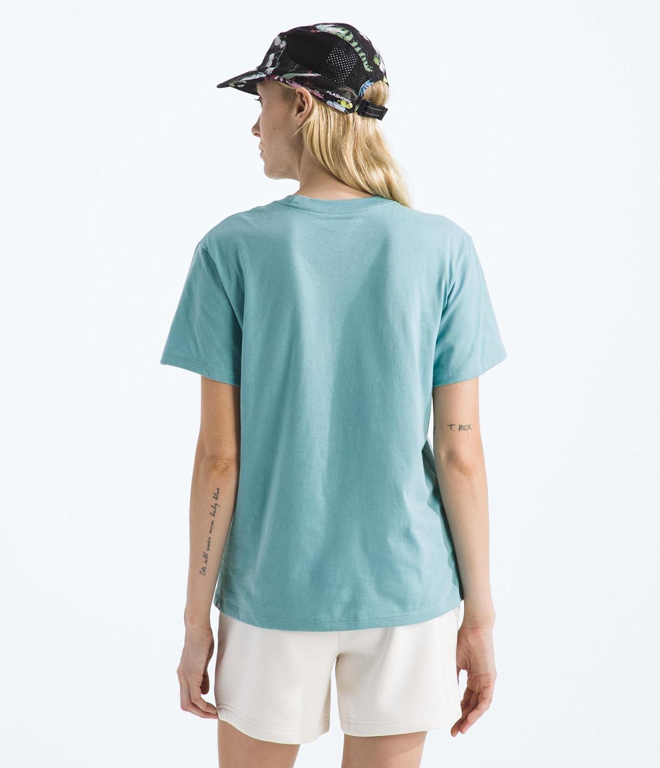 imageThe North Face Womens Evolution Simple Dome Relaxed ShortSleeve Tee Cotton TShirt with Classic Embroidered LogoBlue Eclipse