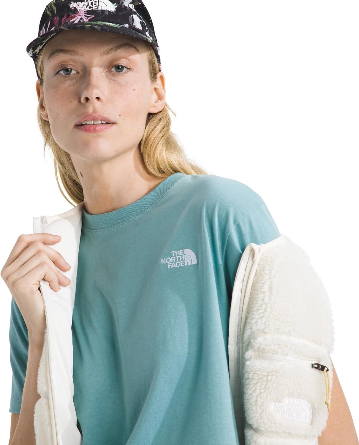 imageThe North Face Womens Evolution Simple Dome Relaxed ShortSleeve Tee Cotton TShirt with Classic Embroidered LogoBlue Eclipse