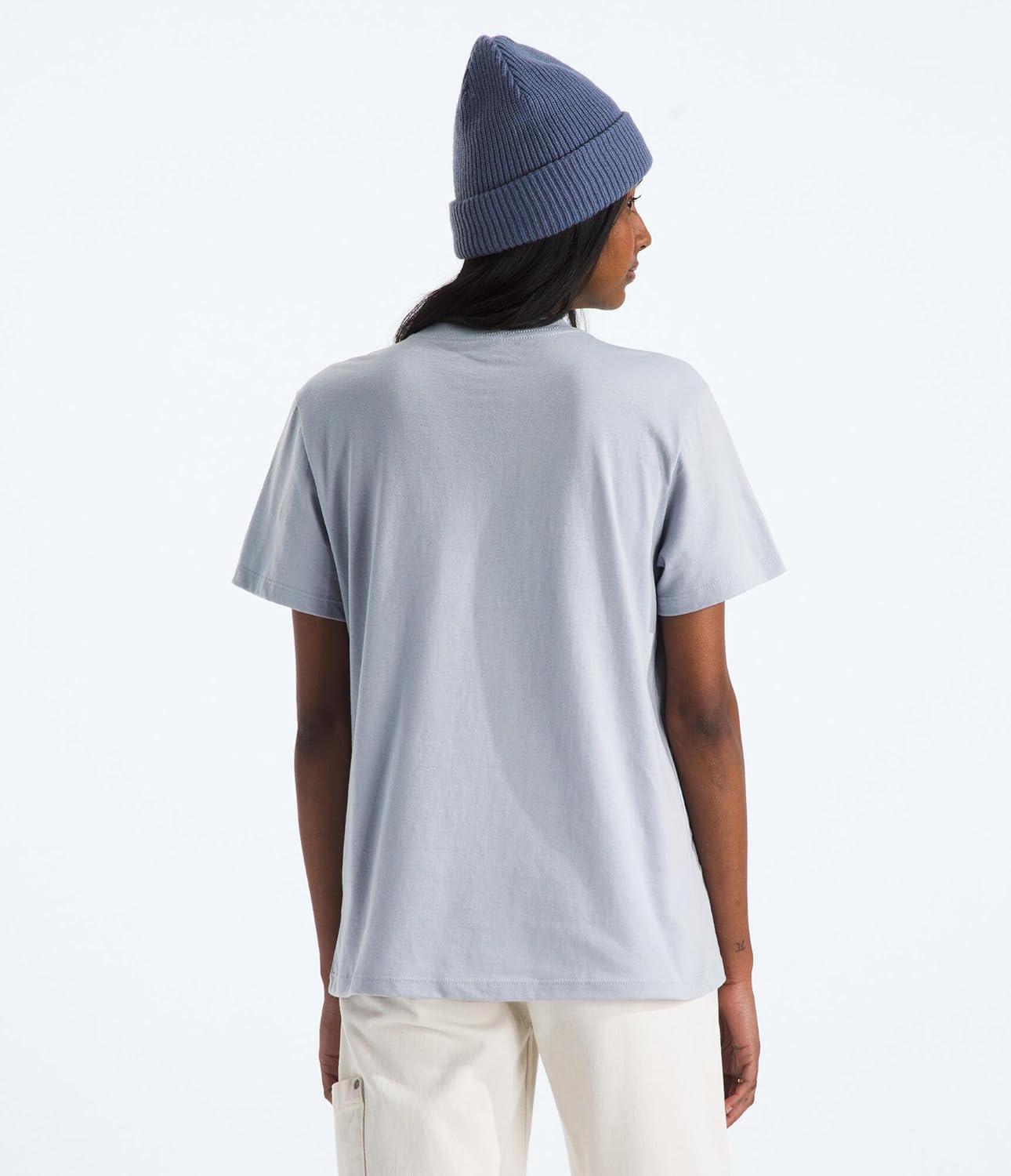 imageThe North Face Womens Evolution Simple Dome Relaxed ShortSleeve Tee Cotton TShirt with Classic Embroidered LogoBlue Flax