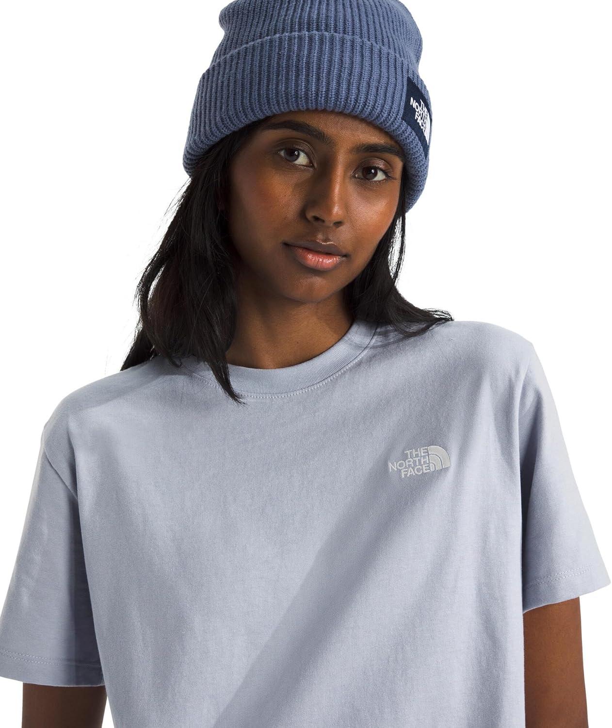 imageThe North Face Womens Evolution Simple Dome Relaxed ShortSleeve Tee Cotton TShirt with Classic Embroidered LogoBlue Flax