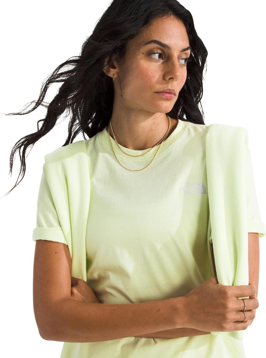 imageThe North Face Womens Evolution Simple Dome Relaxed ShortSleeve Tee Cotton TShirt with Classic Embroidered LogoLemon Mist