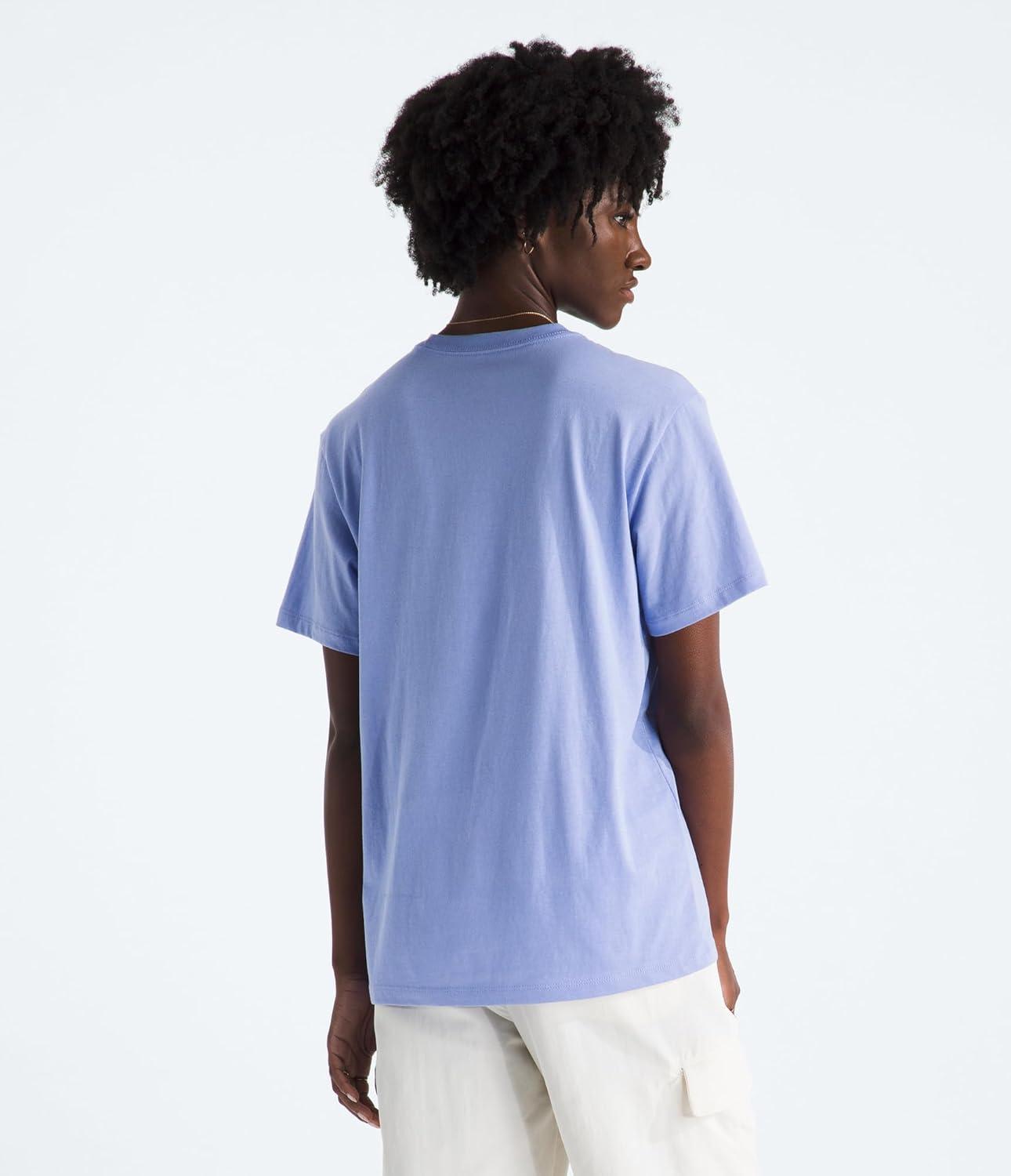imageThe North Face Womens Evolution Simple Dome Relaxed ShortSleeve Tee Cotton TShirt with Classic Embroidered LogoPeriwinkle Glow