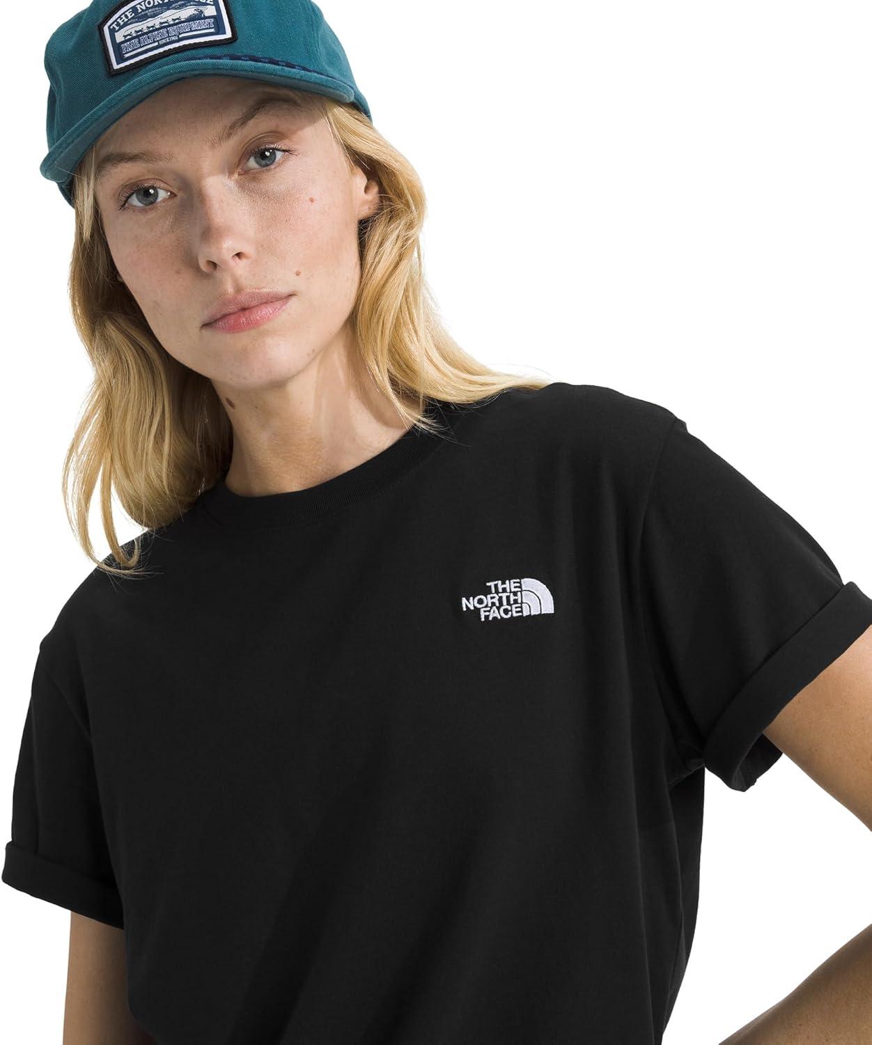 imageThe North Face Womens Evolution Simple Dome Relaxed ShortSleeve Tee Cotton TShirt with Classic Embroidered LogoTnf Black