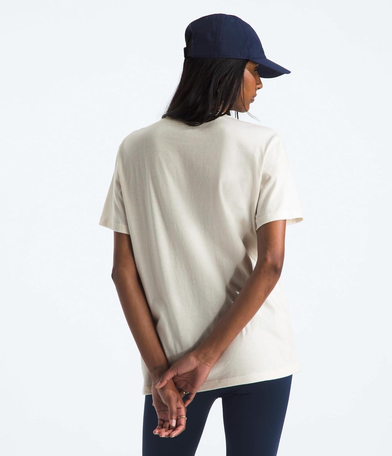 imageThe North Face Womens Evolution Simple Dome Relaxed ShortSleeve Tee Cotton TShirt with Classic Embroidered LogoWhite Dune