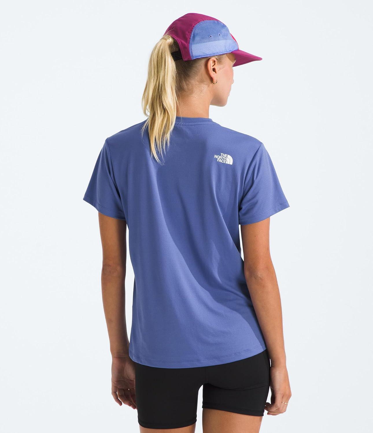 imageThe North Face Womens Flex ShortSleeve Tee Moisture Wicking Forward Set Side Seams Split HemHibiscus