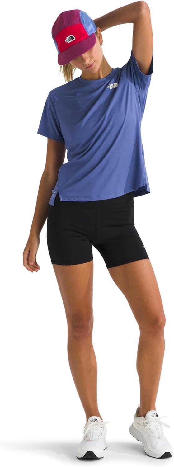 imageThe North Face Womens Flex ShortSleeve Tee Moisture Wicking Forward Set Side Seams Split HemIndigo Plum