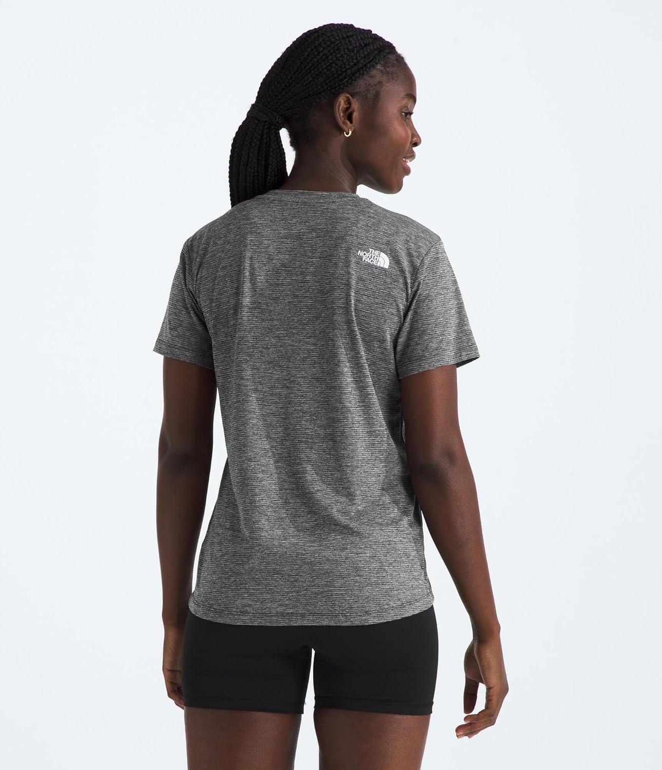 imageThe North Face Womens Flex ShortSleeve Tee Moisture Wicking Forward Set Side Seams Split HemTnf Black Light Heather