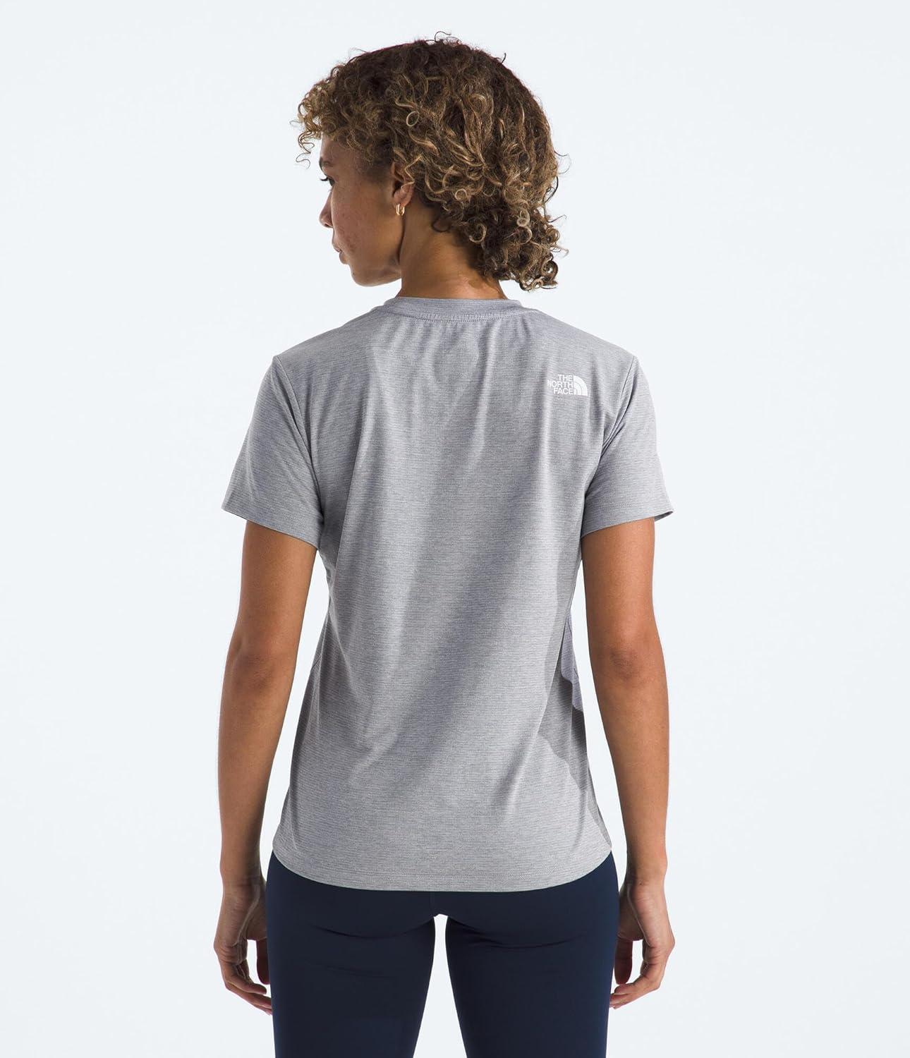 imageThe North Face Womens Flex ShortSleeve Tee Moisture Wicking Forward Set Side Seams Split HemTnf Pale Grey Heather