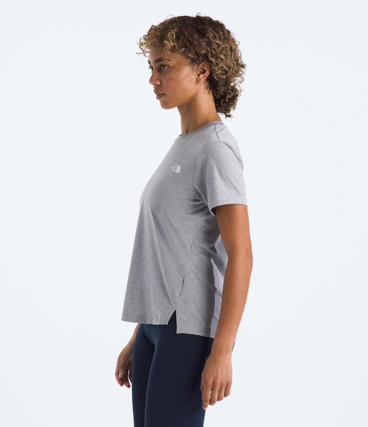 imageThe North Face Womens Flex ShortSleeve Tee Moisture Wicking Forward Set Side Seams Split HemTnf Pale Grey Heather