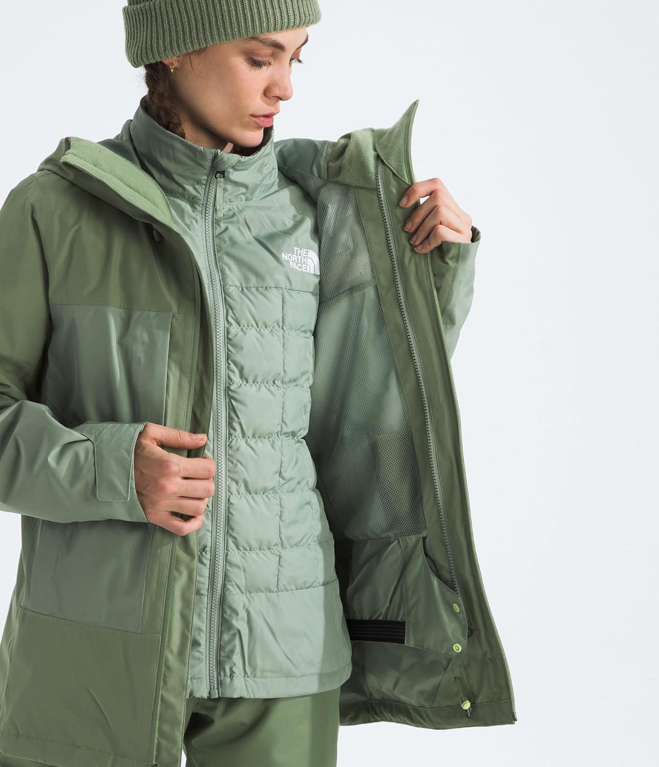 imageThe North Face Womens Thermoball Snow Triclimate Jacket Standard ampamp Plus Size 3in1 Ski Coat Waterproof ShellBark MistSlate Moss