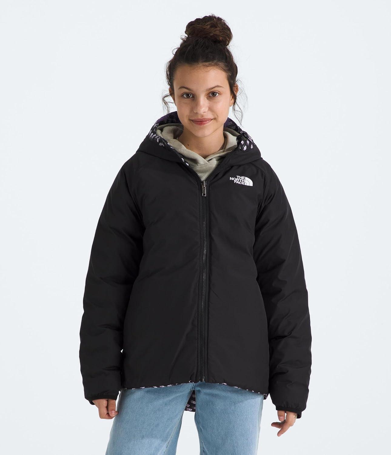 imageThe North Face girls Reversible Perrito Hooded JacketTnf Black Vector Field Print